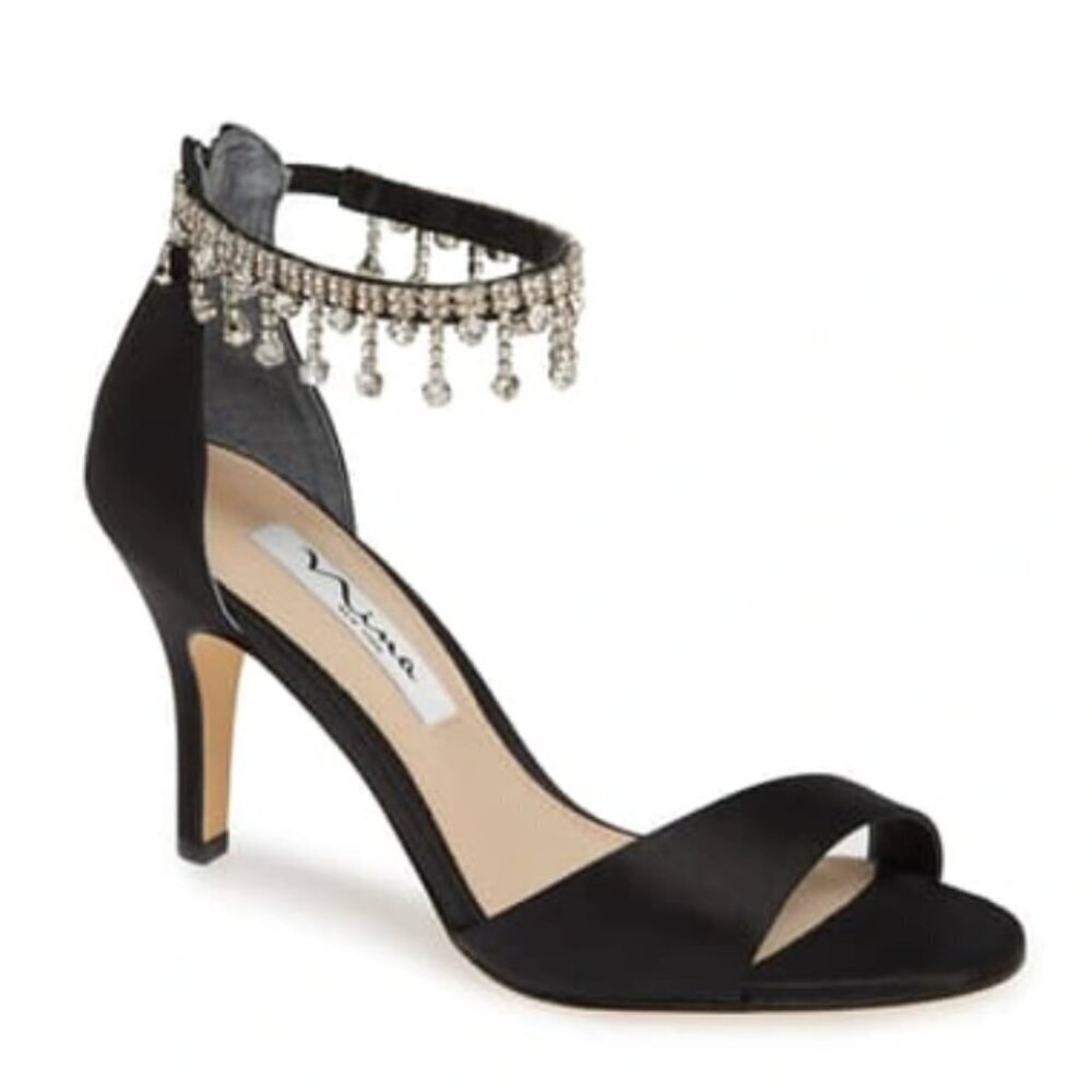 Nina Black Embellished Women's Heels **